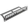 LANBERG patch panel blank 12 port 1U su organizatoriumi Keystone moduliams juodas