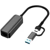 USB adapteris - EXTRA DIGITAL USB 3.0 į RJ-45 adapteris, 1 000 Mbps, juodas/pilkas