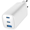Gembird TA-UC-PDQC65-01-W 3 prievadų 65 W GaN USB „PowerDelivery“ greitasis įkroviklis, baltas