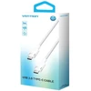 „Vention“ USB-C–C laidas, pintas, 3A, 480 Mbps, 60 W, 2 m, baltos spalvos