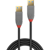 USB Kabelis - LINDY Anthra Line USB 3.2 Type A Laidas M/M, 5Gbps, 2 m, Juodas