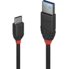 USB Kabelis - LINDY Juodas Line USB 3.2 Type A į C Laidas M/M, 10Gbps, 1 m, Juodas