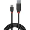 USB Kabelis - LINDY Juodas Line USB 3.2 Type A į C Laidas, M/M, 10Gbps, 15W, 0.15 m, Juodas