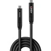 USB Kabelis - LINDY USB 3.2 10Gbps ir DP 1.4 Type C Hibridinis Laidas (4 juostos), 10Gbps, 4K144Hz, 60W, 15 m, Juodas