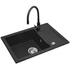 Juodas sink set with flexi faucet - MAIDSINKS BALI sink (62x44) 1B1D juodas + Flessi Juodas Edition faucet