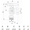 Ventilis kampinis 1/2x3/4 v/iš 146210 ARCO su laisva varžle