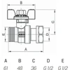 Arco Ventilis 02290, 1/2" su slankiojančia jungtim, raud. rankena