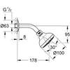 Grohe Tempesta 100 III dušo galva su laikikliu, iš sienos, chromas