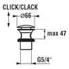 Jika Ventilis praustuvui Click-Clack, chromuotas su persipylimu
