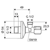 Kampinis ventilis Schell, 1/2'' x 1/2''