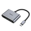Hoco HB30 pilkas HUB adapteris su HDMI ir VGA jungtimis