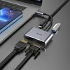 Adapteris Hoco HB30 Type-C į HDMI+VGA+USB-A3.0+Type-C pilkas