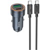 Automobilinis įkroviklis Hoco Z57A 30W USB-C/USB-A + USB-C to USB-C cable 1.0m pilkas