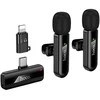 Belaidžių mikrofonų rinkinys Hoco L20A USB-C/Lightning juodas