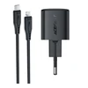 Įkroviklis Acefast A117 20W GaN USB-C + USB-C to Lightning 1.2m cable juodas