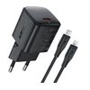 Įkroviklis Acefast A117 20W GaN USB-C + USB-C to Lightning 1.2m cable juodas