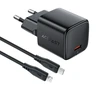 Įkroviklis Acefast A117 20W GaN USB-C + USB-C to Lightning 1.2m cable juodas