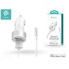 Įkroviklis automobilinis Devia Smart MFI su 2 USB jungtimis (2.4A) + MFI Lightning baltas