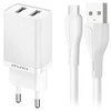 Įkroviklis Awei C15T-EU 10W 2xUSB-A + USB-A to USB-C cable 1.0m baltas