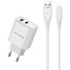 Įkroviklis Awei PD81L-EU 22.5W USB-A/USB-C + USB į Lightning laidas 1.0m baltas