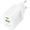 Borofone laidinis įkroviklis BN29 Fuente – USB + Type C – QC 3.0 PD 30W baltos spalvos