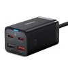 Baseus Sieninis įkroviklis GaN3 Pro 65W 2xUSB + 2xUSB-C QC4+ PD3.0 su USB-C 1.5m laidu, juodas