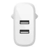 Įkroviklis Belkin Boost Charge Dual USB-A 24W + USB-A iki Lightning kabelis baltas