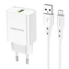 Įkroviklis Borofone BN5 18W USB-A + USB-A to MicroUSB cable 1.0m baltas