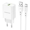 Įkroviklis Borofone BN5 18W USB-A + USB-A to USB-C cable 1.0m baltas