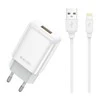 Įkroviklis Jellico EU01 2.4A USB-A + USB-A iki Lightning kabelis 1.0m baltas