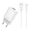 Įkroviklis Jellico EU01 2.4A USB-A + USB-A į USB-C laidas 1.0m baltas