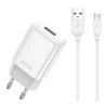 Įkroviklis Jellico EU01 2.4A USB-A + USB-A į MicroUSB laidas 1.0m baltas