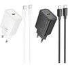 Įkroviklis Hoco N62 30W GaN USB-C + USB-C to USB-C cable 1.0m baltas