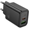 Įkroviklis Hoco N63 30W GaN USB-C/USB-A juodas