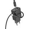Įkroviklis Hoco N63 30W GaN USB-C/USB-A + USB-C to USB-C cable 1.0m juodas