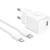 Įkroviklis Hoco N66 35W GaN USB-C/USB-A + USB-C to Lightning cable 1.0m baltas