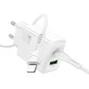 Įkroviklis Hoco N71 30W GaN USB-C/USB-A + USB-C to Lightning cable 1.0m baltas