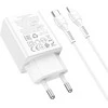 Įkroviklis Hoco N71 30W GaN USB-C/USB-A + USB-C to Lightning cable 1.0m baltas
