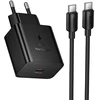 Įkroviklis Hoco N77 45W USB-C + USB-C to USB-C cable 1.0m juodas
