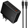 Įkroviklis Hoco N85 100W 3xUSB-C/USB-A + USB-C to USB-C 100W cable 2.0m juodas