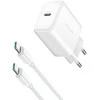 Įkroviklis Joyroom JR-TCF24 30W USB-C + USB-C į USB-C laidas 1,0m baltas