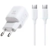 Joyroom JR-TG7 33W USB-A + USB-C sieninis įkroviklis su 60W USB-C į USB-C 1m laidu - Baltas