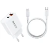 Įkroviklis Remax RP-U120 20W USB-C/USB-A + USB-C to Lightning cable 1.0m baltas