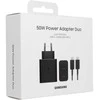 Samsung PD 50W Power Adapteris Duo (w/o cable) Type-Cx1, USBx1 (new) Juodas