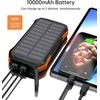 Choetech B659 Solar Power Bank su indukciniu įkrovimu 2x USB 10000mAh Qi 5W - juoda - oranžinė