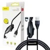 Kabelis USB A - IP Lightning 1.2m su laikikliu prilimpančiu prie telefono, su nailoniniu šarvu juodas BASEUS