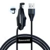 Kabelis USB A - IP Lightning 1.2m su laikikliu prilimpančiu prie telefono, su nailoniniu šarvu juodas BASEUS