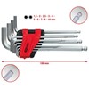 L-raktų šešiakampių komplektas 1,5-10mm, 10vnt, ilgi, KS Tools