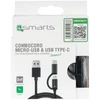 4Marts 4smarts Micro-USB &amp; USB Type-C Cable ComboCord 1m medžiaginis juodas