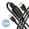 Axagon ADR-215B Aktyvioji jungtis USB 2.0 A-M > B-M laidas, 15 m ilgio. Maitinimo variantas.